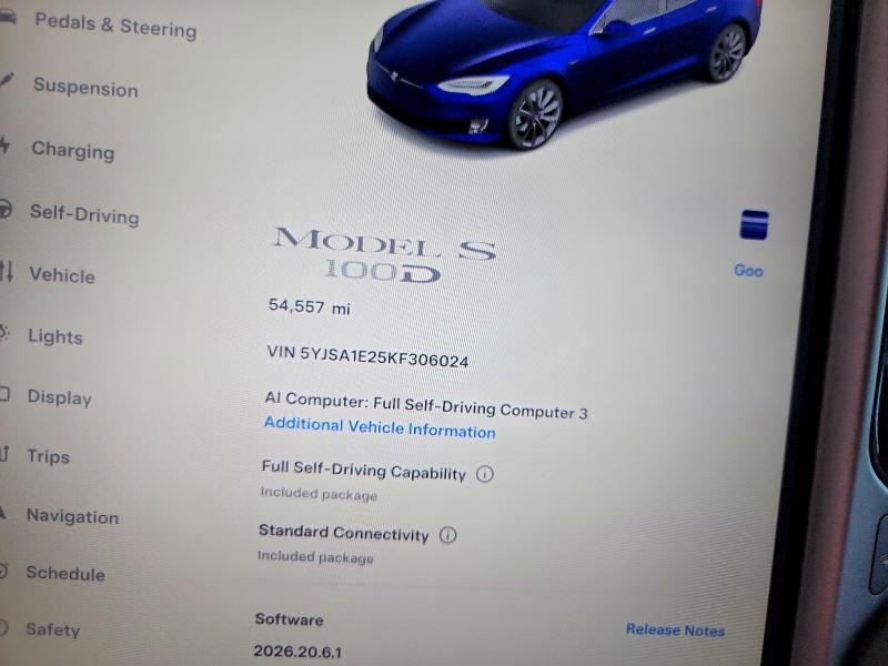 Aukcja sprzedaży 2019 Tesla Model S, vin: 5YJSA1E25KF306024, numer aukcji: 62999776