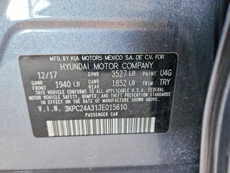 Aukcja sprzedaży 2018 Hyundai Accent, vin: 3KPC24A31JE015610, numer aukcji: 60649526