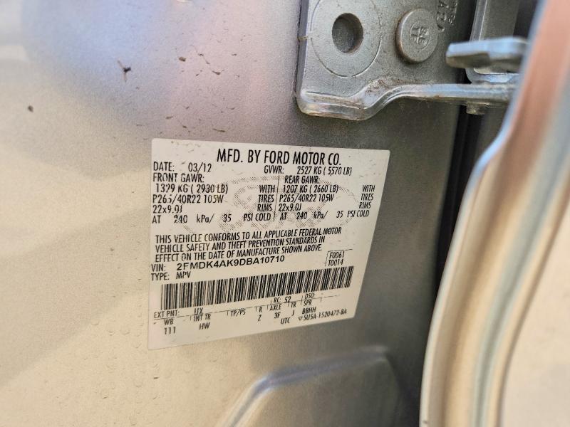 60775536 :رقم المزاد ، 2FMDK4AK9DBA10710 vin ، 2013 Ford Edge مزاد بيع