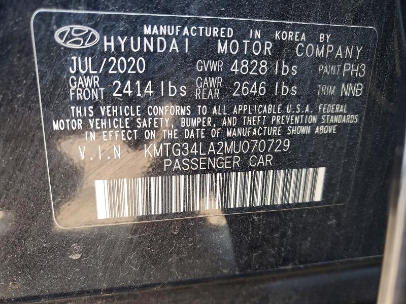59308296 :رقم المزاد ، KMTG34LA2MU070729 vin ، 2021 Genesis G70 مزاد بيع