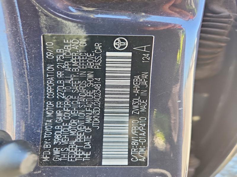 2010 Toyota Prius მანქანა იყიდება აუქციონზე, vin: JTDKN3DU2A0234814, აუქციონის ნომერი: 60725026