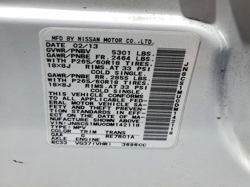 Продажа на аукционе авто 2013 Infiniti Fx37, vin: JN8CS1MU0DM142118, номер лота: 61044536