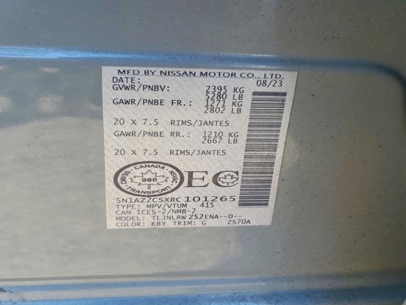 60169016 :رقم المزاد ، 5N1AZ2CSXRC101265 vin ، 2024 Nissan Murano مزاد بيع