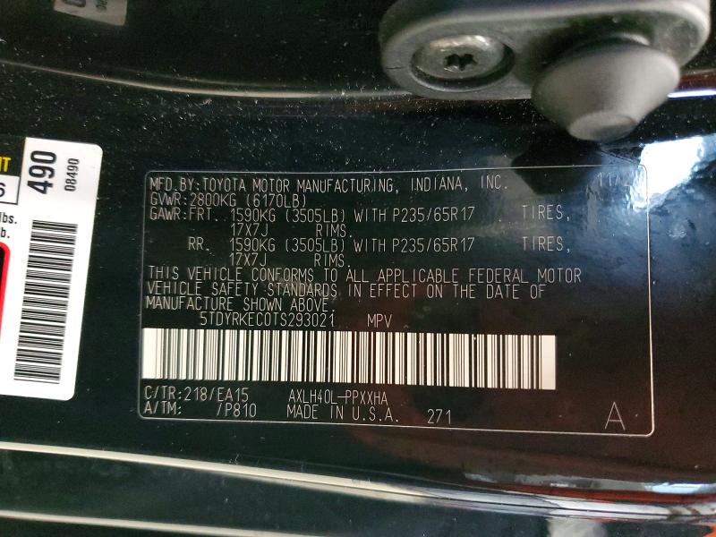 59970456 :رقم المزاد ، 5TDYRKEC0TS293021 vin ، 2026 Toyota Sienna مزاد بيع