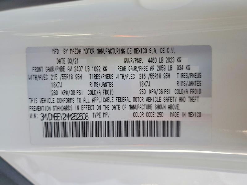 Aukcja sprzedaży 2021 Mazda Cx-30, vin: 3MVDMBEY2MM252608, numer aukcji: 60414026