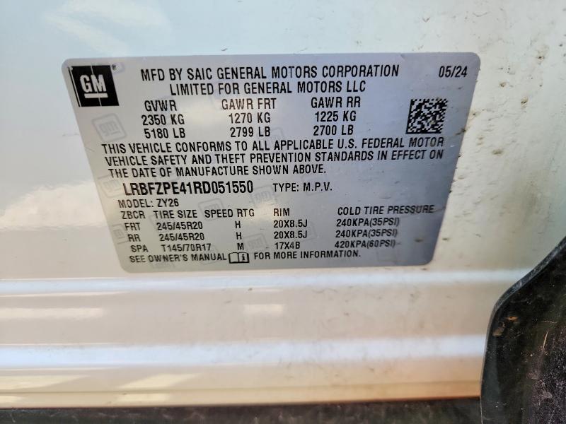 62445556 :رقم المزاد ، LRBFZPE41RD051550 vin ، 2024 Buick Envision مزاد بيع
