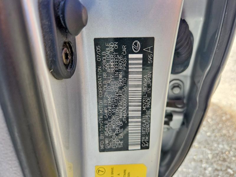 62124426 :رقم المزاد ، JTHBA30G055136710 vin ، 2005 Lexus Es مزاد بيع