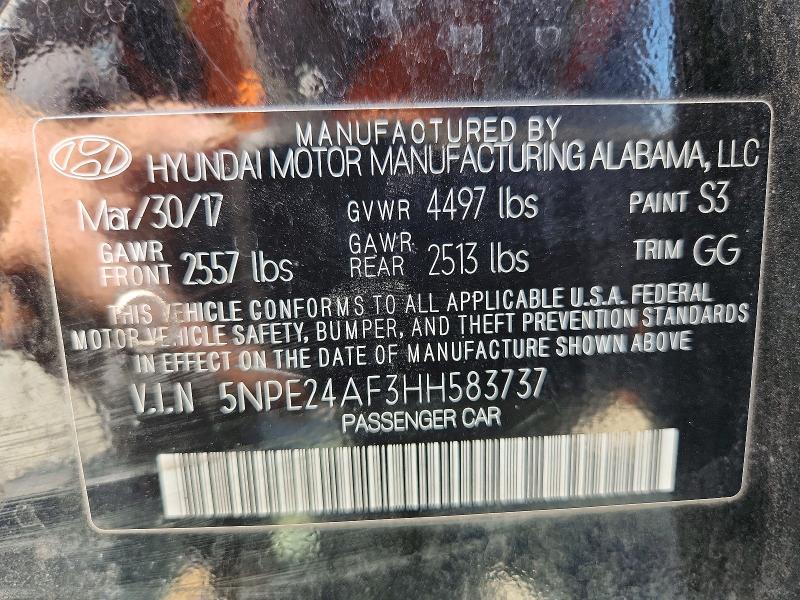Продажа на аукционе авто 2017 Hyundai Sonata, vin: 5NPE24AF3HH583737, номер лота: 62102086
