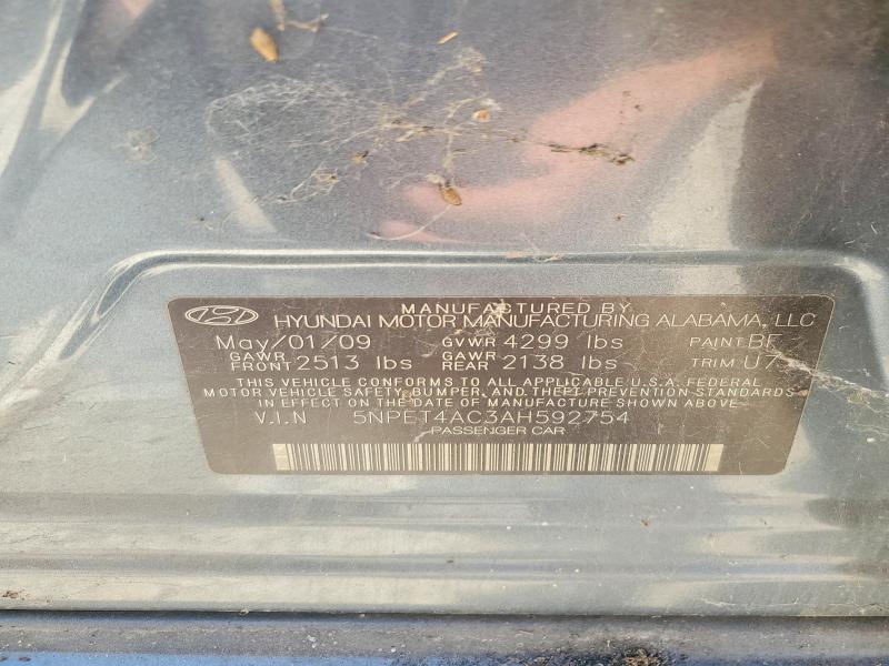 Продажа на аукционе авто 2010 Hyundai Sonata, vin: 5NPET4AC3AH592754, номер лота: 59715826
