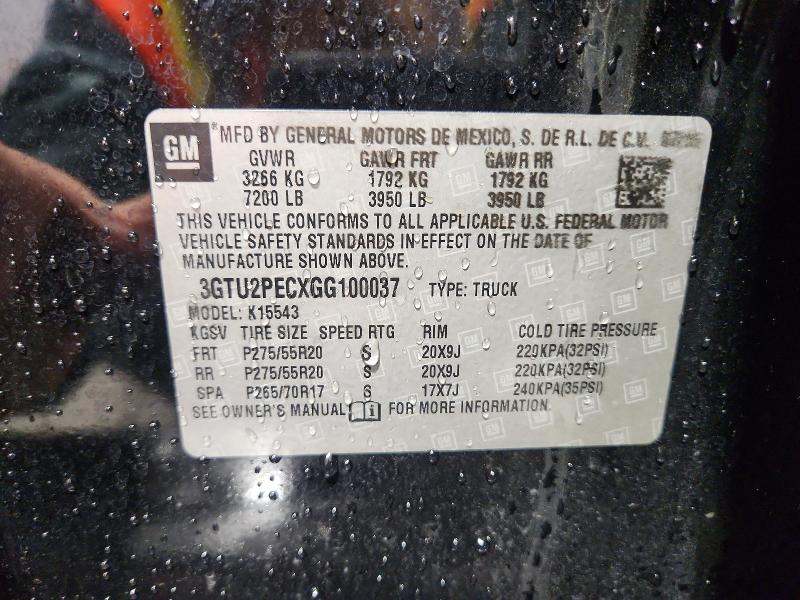 2016 Gmc Sierra მანქანა იყიდება აუქციონზე, vin: 3GTU2PECXGG100037, აუქციონის ნომერი: 61640906