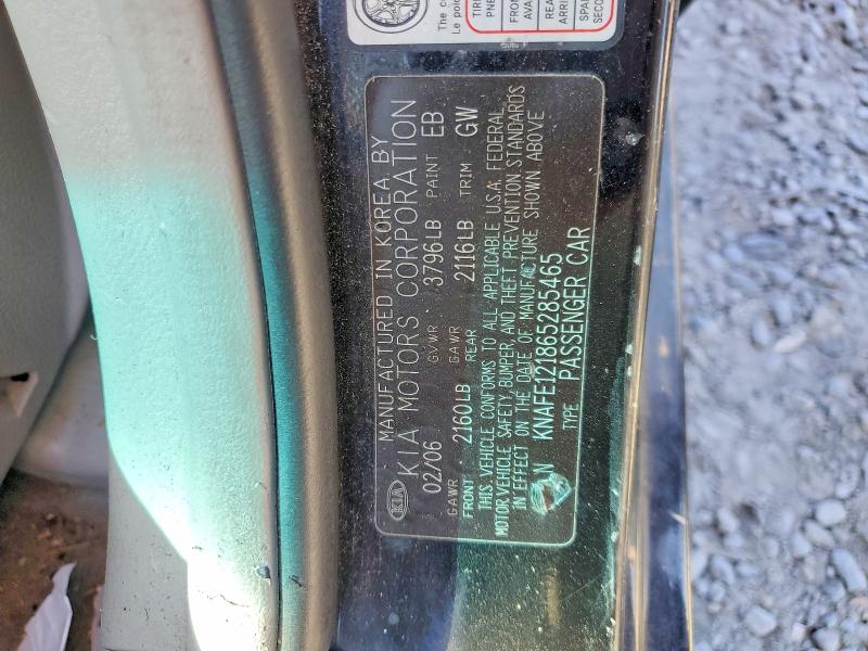 60470786 :رقم المزاد ، KNAFE121865285465 vin ، 2006 Kia Spectra مزاد بيع