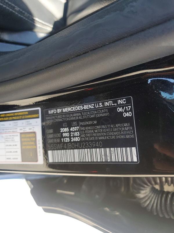 Aukcja sprzedaży 2017 Mercedes-benz C, vin: 55SWF4JB0HU233940, numer aukcji: 60892346
