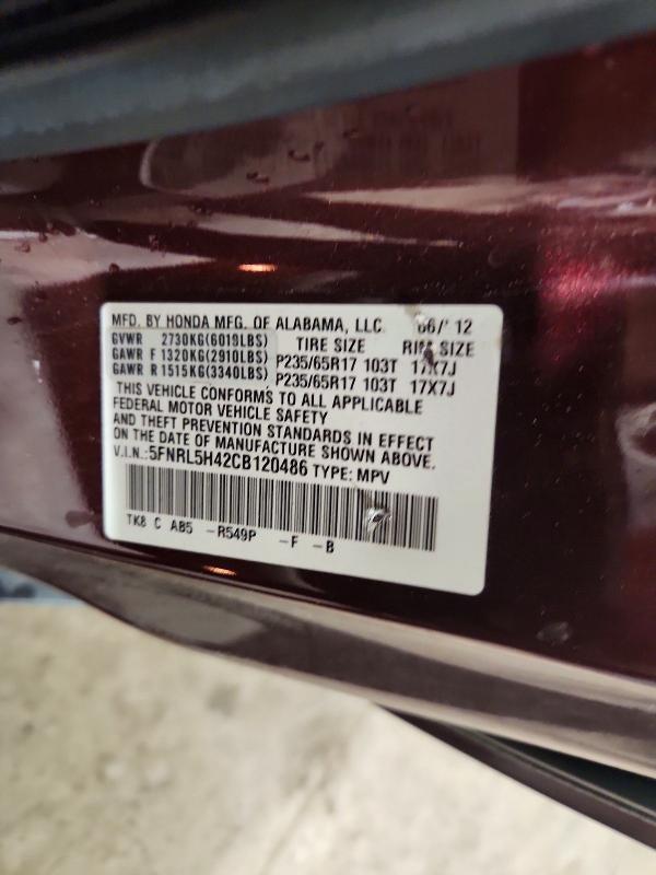 Продажа на аукционе авто 2012 Honda Odyssey, vin: 5FNRL5H42CB120486, номер лота: 60023746