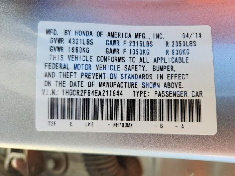 Продажа на аукционе авто 2014 Honda Accord, vin: 1HGCR2F84EA211944, номер лота: 61092536