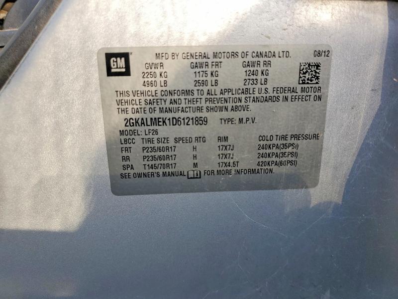 2013 Gmc Terrain მანქანა იყიდება აუქციონზე, vin: 2GKALMEK1D6121859, აუქციონის ნომერი: 62392246