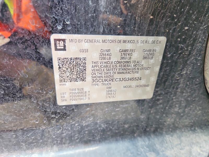 Aukcja sprzedaży 2018 Chevrolet Silverado, vin: 3GCUKREC3JG345524, numer aukcji: 60156216