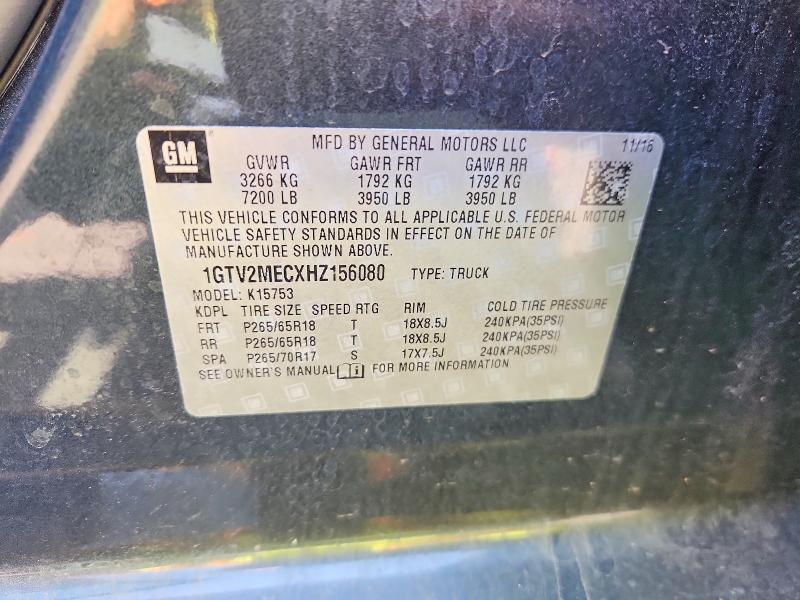 Продаж на аукціоні авто 2017 Gmc Sierra, vin: 1GTV2MECXHZ156080, номер лоту: 60075396