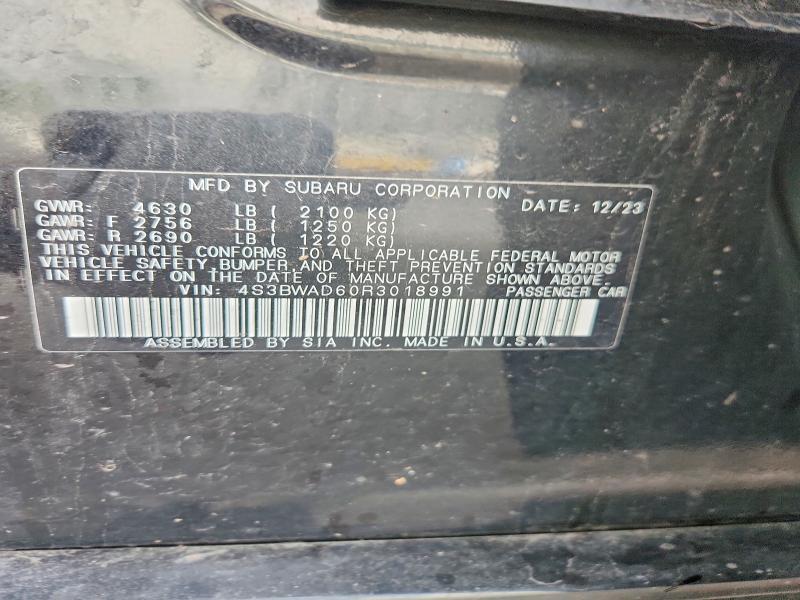 61179456 :رقم المزاد ، 4S3BWAD60R3018991 vin ، 2024 Subaru Legacy مزاد بيع
