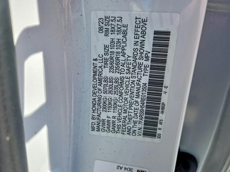 2024 Honda Cr-v მანქანა იყიდება აუქციონზე, vin: 7FARS6H54RE013504, აუქციონის ნომერი: 62765536