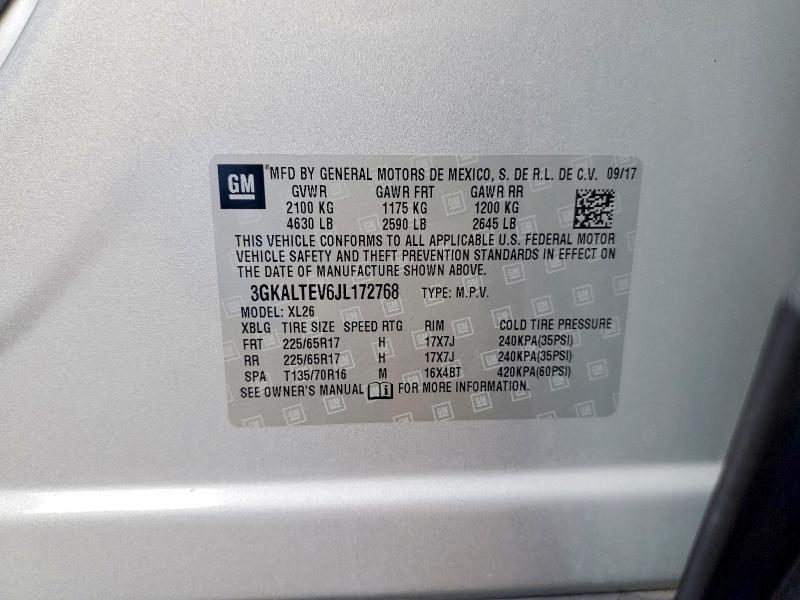 Aukcja sprzedaży 2018 Gmc Terrain, vin: 3GKALTEV6JL172768, numer aukcji: 62926316