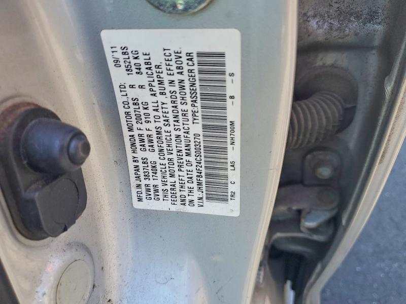 59386146 :رقم المزاد ، JHMFB4F24CS003270 vin ، 2012 Honda Civic مزاد بيع
