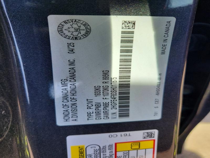 55242796 :رقم المزاد ، 2HGFE4F83SH017875 vin ، 2025 Honda Civic مزاد بيع