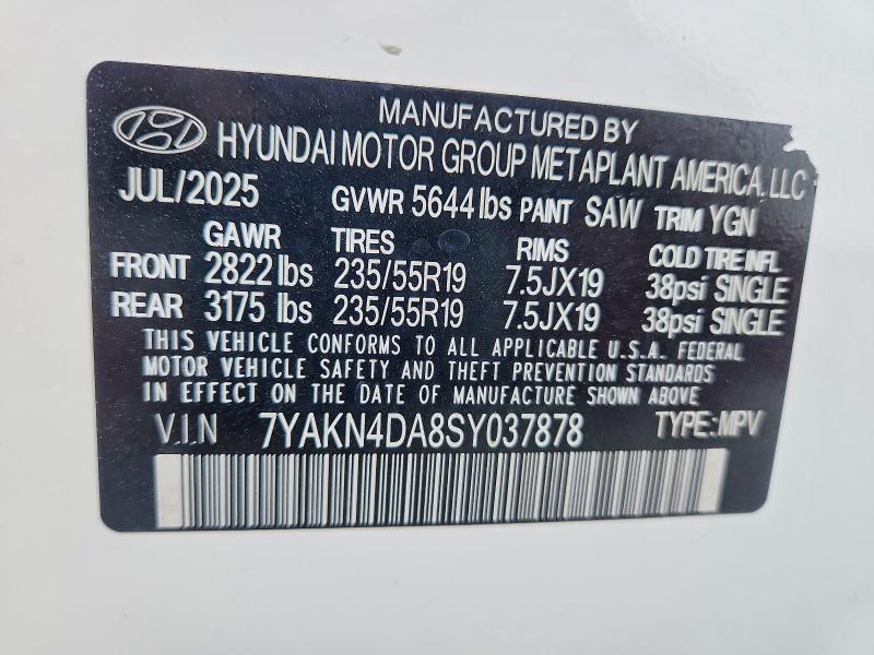 62596176 :رقم المزاد ، 7YAKN4DA8SY037878 vin ، 2025 Hyundai Ioniq 5 مزاد بيع