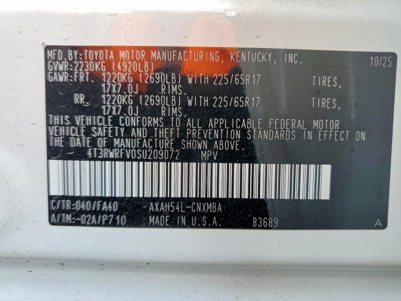 Aukcja sprzedaży 2025 Toyota Rav4 Hybrid, vin: 4T3RWRFV0SU209072, numer aukcji: 63222096