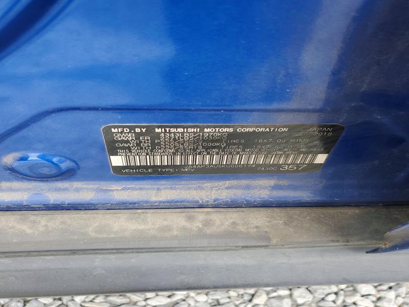 2019 Mitsubishi Outlander Sport მანქანა იყიდება აუქციონზე, vin: JA4AP3AU5KU006174, აუქციონის ნომერი: 59261706