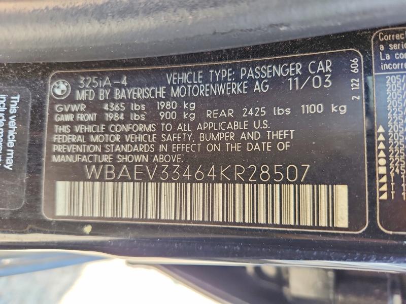 59364286 :رقم المزاد ، WBAEV33464KR28507 vin ، 2004 Bmw 325 مزاد بيع