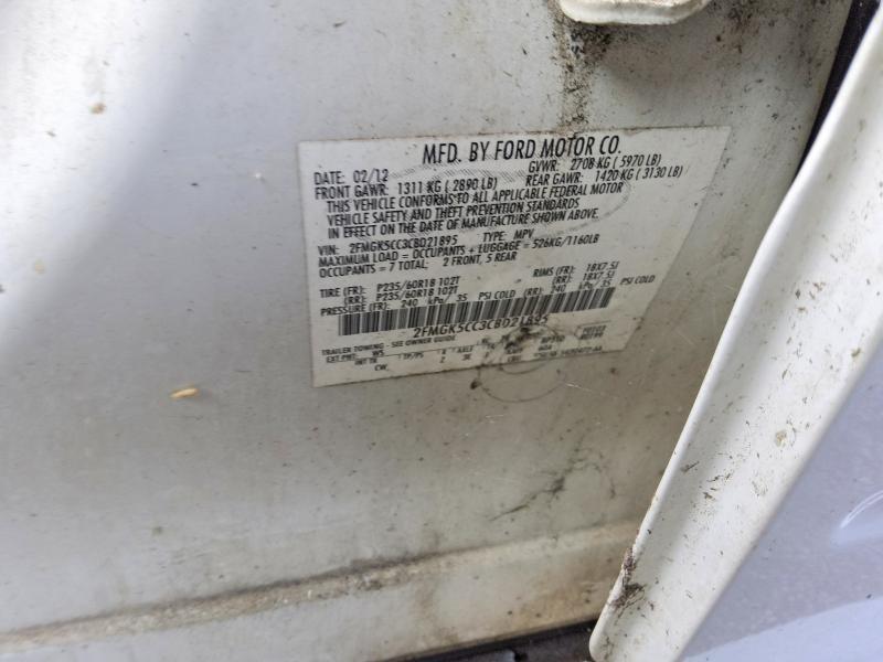 61150606 :رقم المزاد ، 2FMGK5CC3CBD21895 vin ، 2012 Ford Flex مزاد بيع