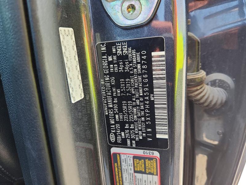 Aukcja sprzedaży 2020 Kia Sorento, vin: 5XYPH4A59LG678740, numer aukcji: 62234036