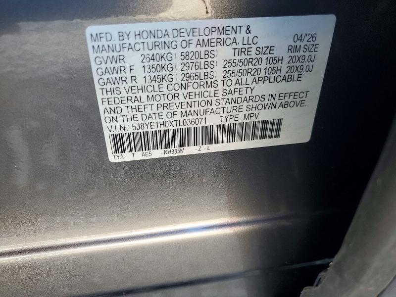 2026 Acura Mdx მანქანა იყიდება აუქციონზე, vin: 5J8YE1H0XTL036071, აუქციონის ნომერი: 62897786