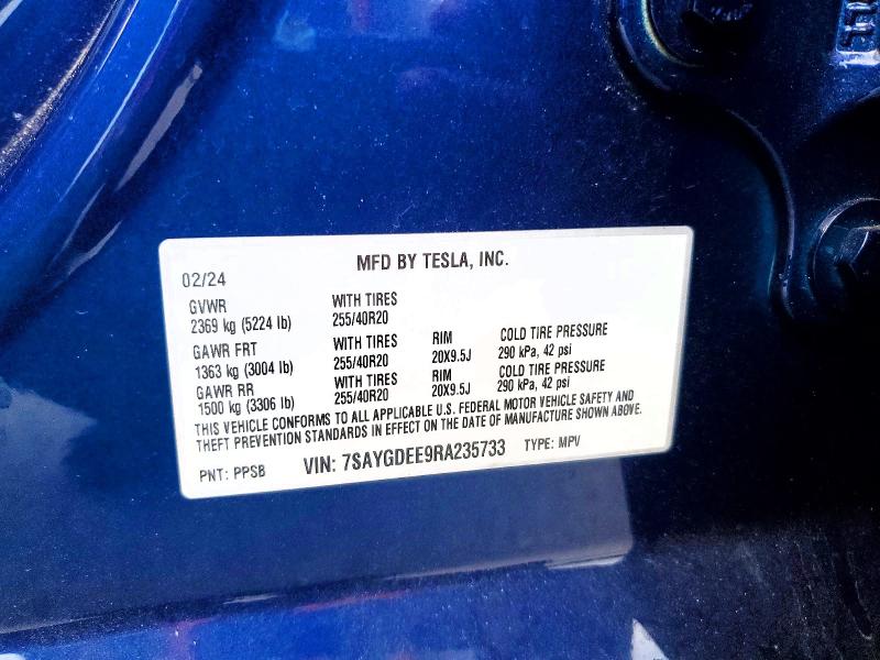 Aukcja sprzedaży 2024 Tesla Model Y, vin: 7SAYGDEE9RA235733, numer aukcji: 63054566