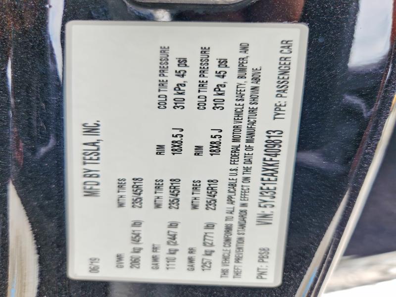 Продаж на аукціоні авто 2019 Tesla Model 3, vin: 5YJ3E1EAXKF409813, номер лоту: 60036126