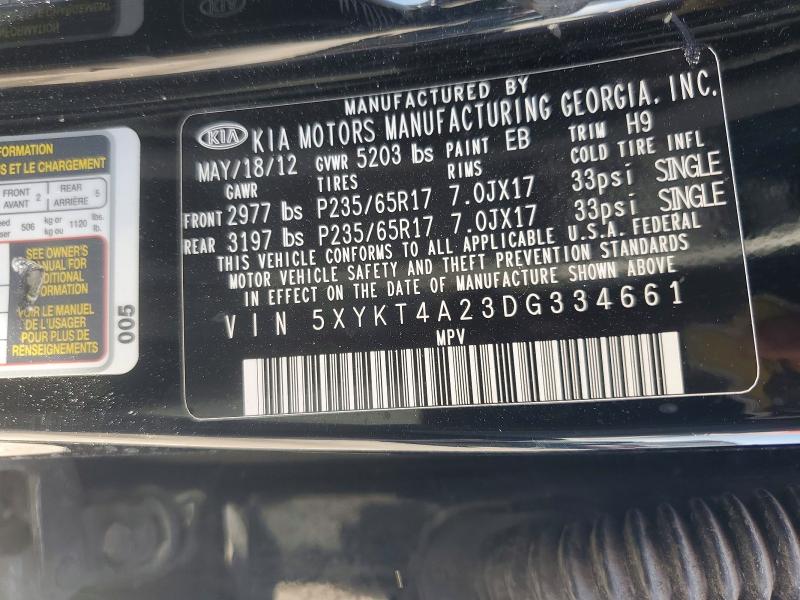 Продаж на аукціоні авто 2013 Kia Sorento, vin: 5XYKT4A23DG334661, номер лоту: 62089916