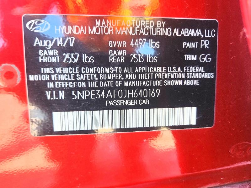 Продажа на аукционе авто 2018 Hyundai Sonata, vin: 5NPE34AF0JH640169, номер лота: 59741806
