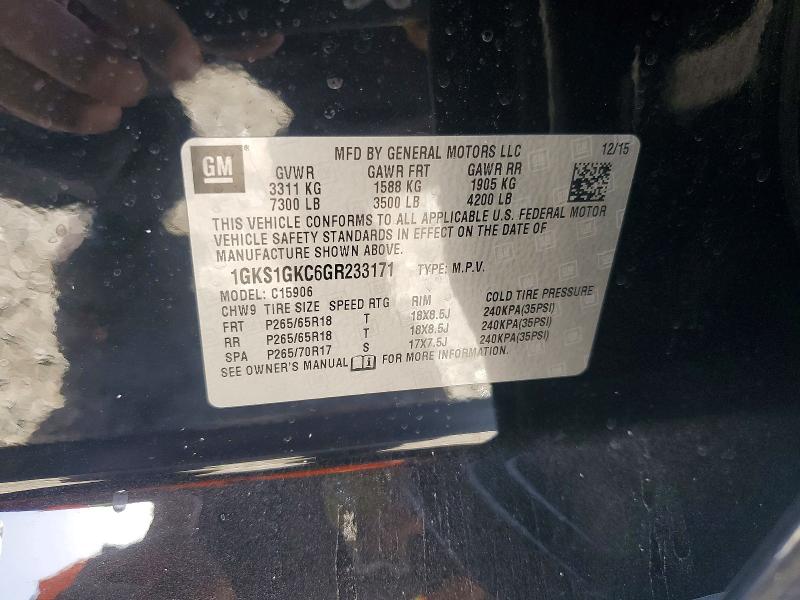 2016 Gmc Yukon Xl მანქანა იყიდება აუქციონზე, vin: 1GKS1GKC6GR233171, აუქციონის ნომერი: 60496446