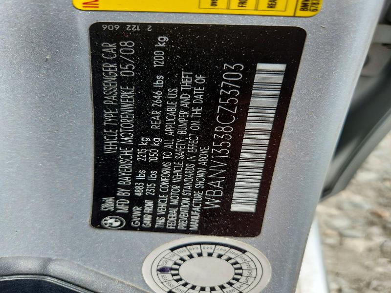 Продажа на аукционе авто 2008 Bmw 528, vin: WBANV13538CZ53703, номер лота: 53315526
