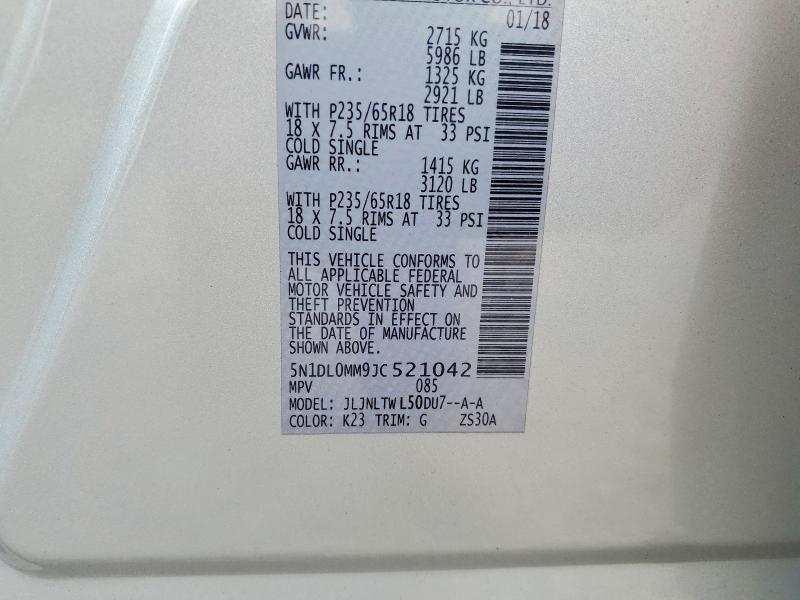 Продаж на аукціоні авто 2018 Infiniti Qx60, vin: 5N1DL0MM9JC521042, номер лоту: 59899126