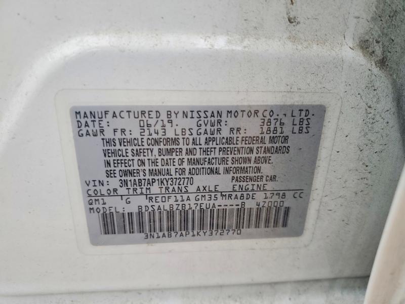 Aukcja sprzedaży 2019 Nissan Sentra, vin: 3N1AB7AP1KY372770, numer aukcji: 60060016