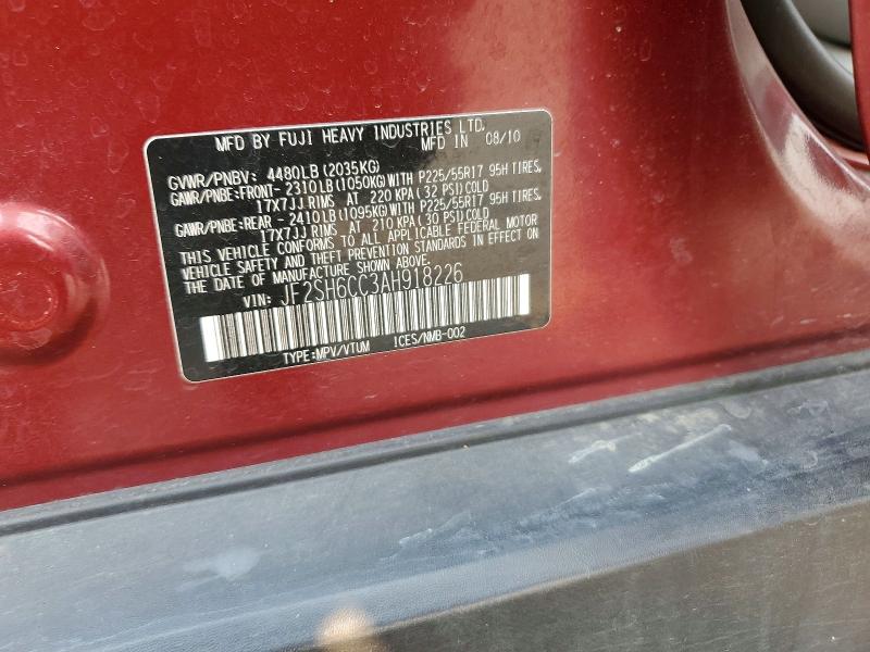 Продажа на аукционе авто 2010 Subaru Forester, vin: JF2SH6CC3AH918226, номер лота: 62978876