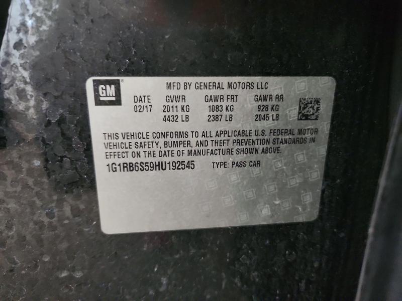 59276616 :رقم المزاد ، 1G1RB6S59HU192545 vin ، 2017 Chevrolet Volt مزاد بيع