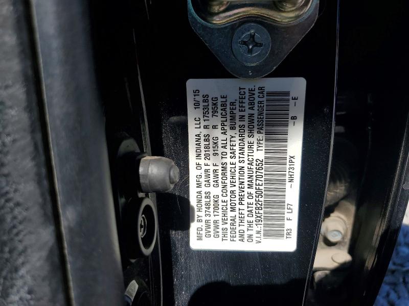 Aukcja sprzedaży 2015 Honda Civic, vin: 19XFB2F50FE707652, numer aukcji: 60518756