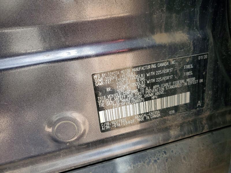 60481326 :رقم المزاد ، 2T3F1RFVXLC088975 vin ، 2020 Toyota Rav4 مزاد بيع