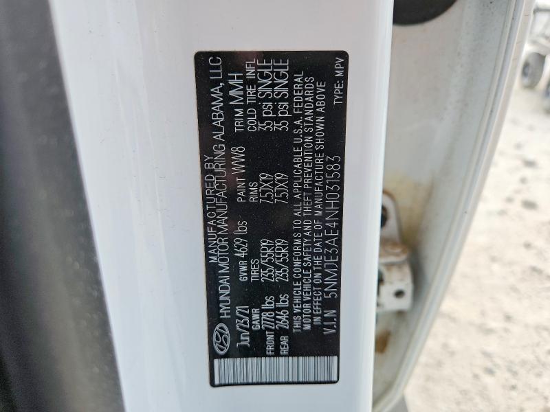 Aukcja sprzedaży 2022 Hyundai Tucson, vin: 5NMJE3AE4NH031583, numer aukcji: 62766016