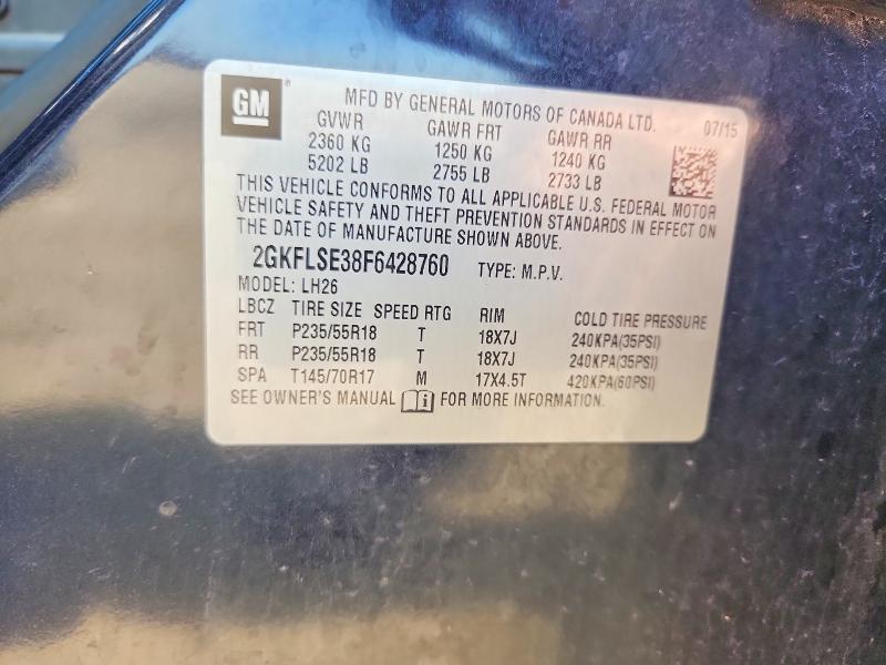 Продаж на аукціоні авто 2015 Gmc Terrain, vin: 2GKFLSE38F6428760, номер лоту: 62718196