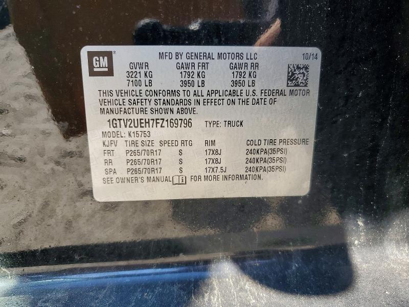 2015 Gmc Sierra მანქანა იყიდება აუქციონზე, vin: 1GTV2UEH7FZ169796, აუქციონის ნომერი: 61481226