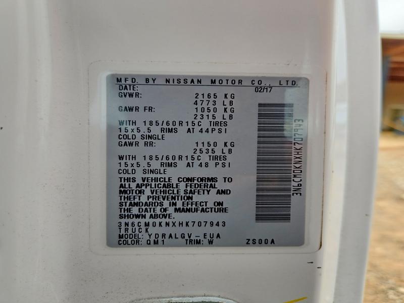 Продаж на аукціоні авто 2017 Nissan Nv200, vin: 3N6CM0KNXHK707943, номер лоту: 60946696