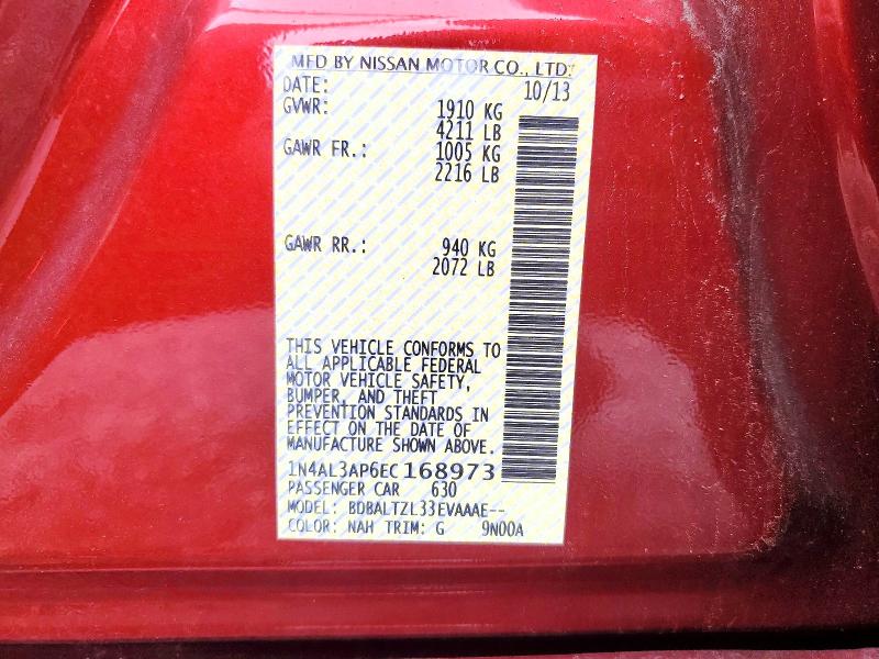 Aukcja sprzedaży 2014 Nissan Altima, vin: 1N4AL3AP6EC168973, numer aukcji: 59823576